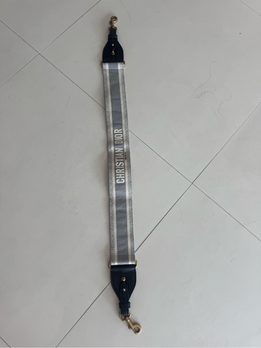 Dior Navy & Gray Christian Dior Wide Logo Strap